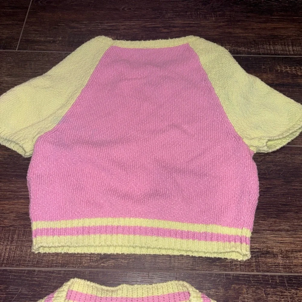 Free People Ty Cropped Sweater & High Waist Maxi Skirt Color Block Set READ